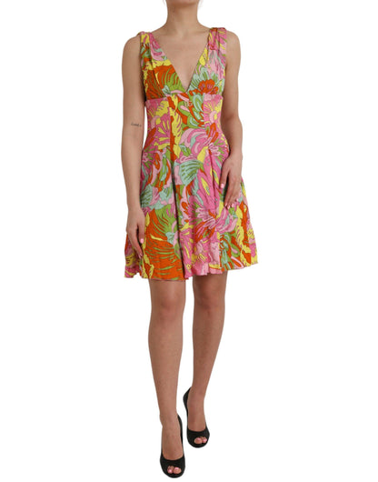 Dolce & Gabbana Multicolor Floral Silk A-Line Dress - PER.FASHION