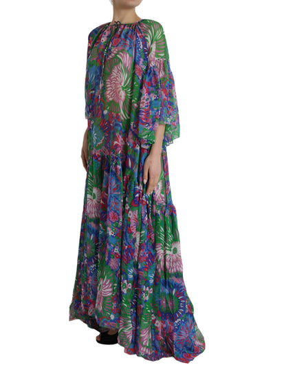 Dolce & Gabbana Multicolor Floral Silk Kaftan Maxi Dress - PER.FASHION