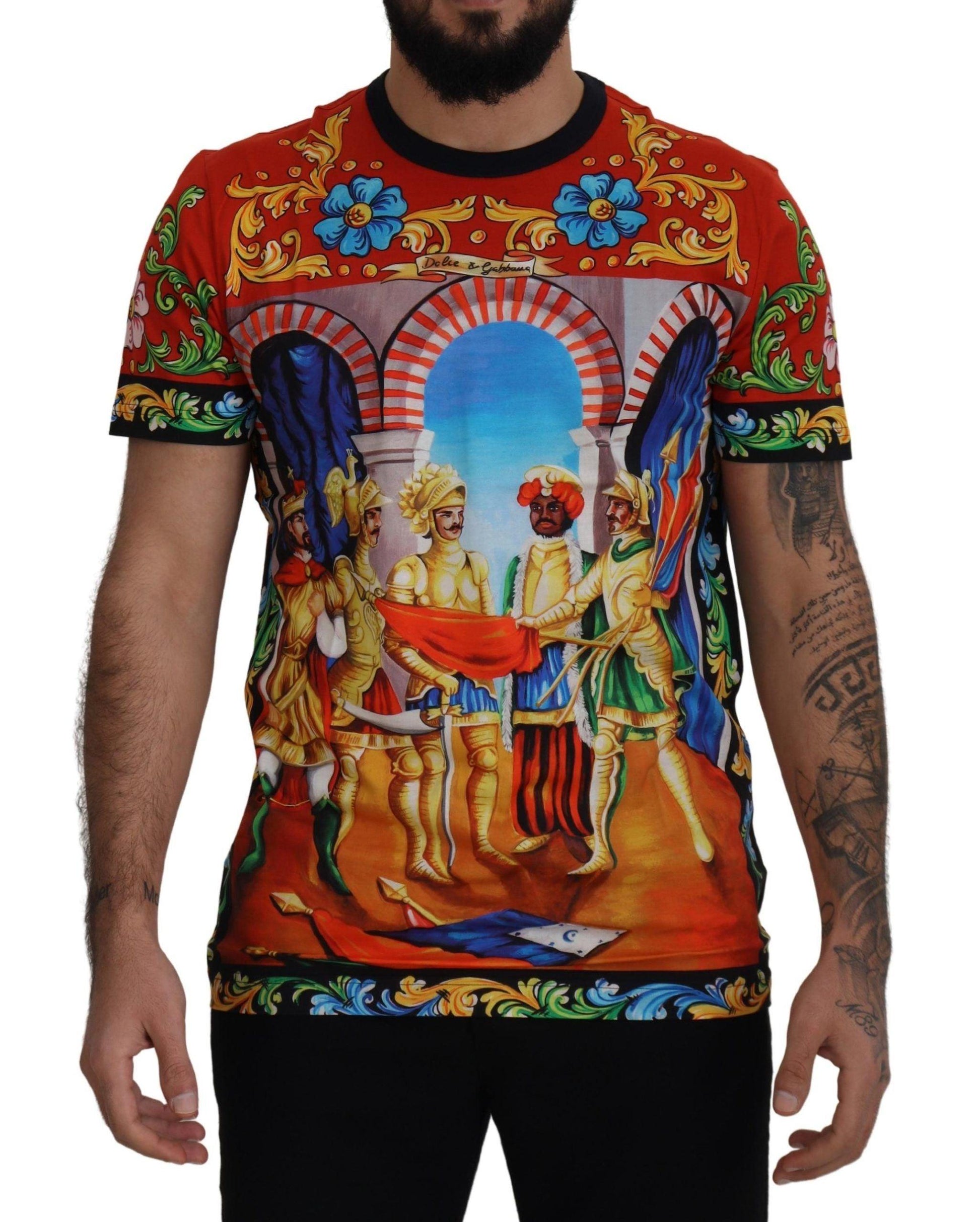 Dolce & Gabbana Multicolor Majolica Print Crewneck Tee - PER.FASHION