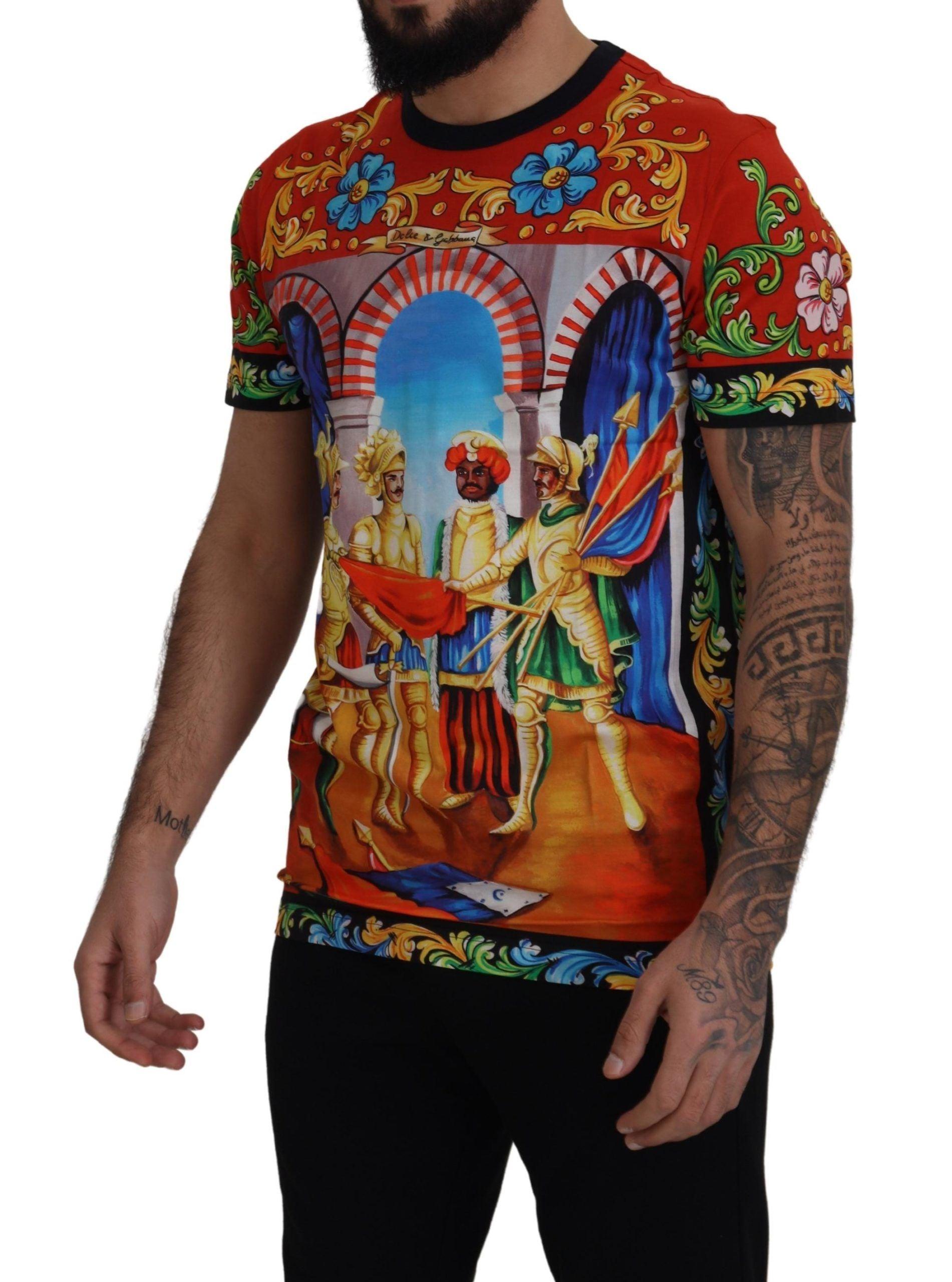 Dolce & Gabbana Multicolor Majolica Print Crewneck Tee - PER.FASHION