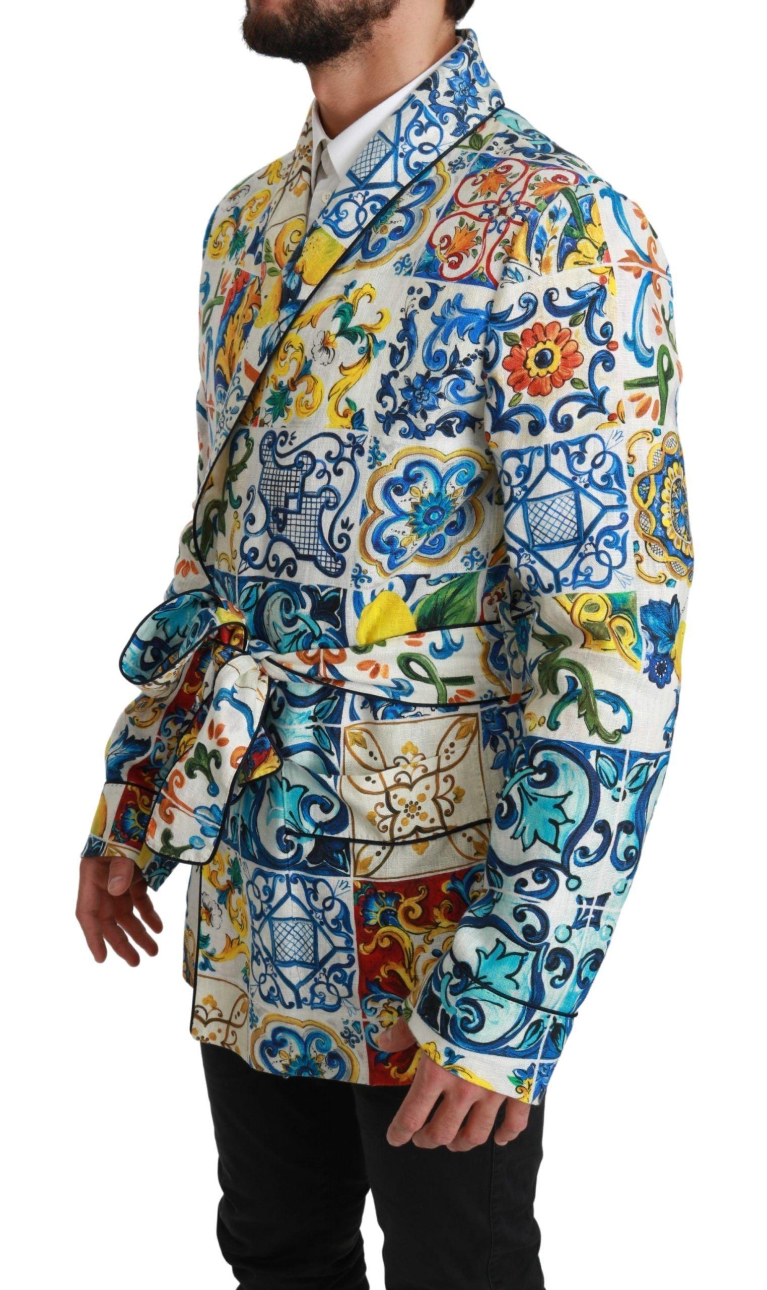 Dolce & Gabbana Multicolor Majolica Robe Jacket Coat - PER.FASHION