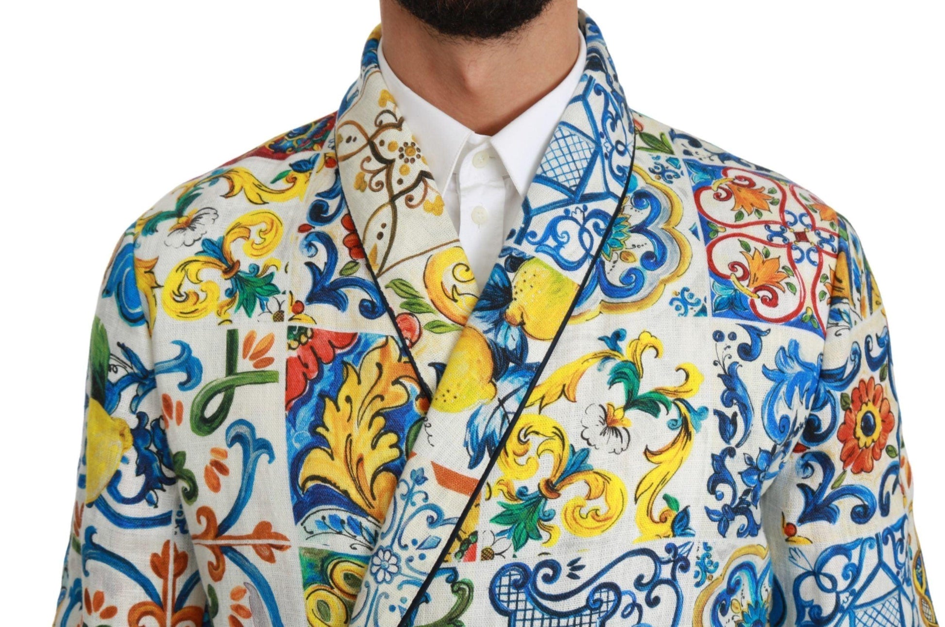 Dolce & Gabbana Multicolor Majolica Robe Jacket Coat - PER.FASHION