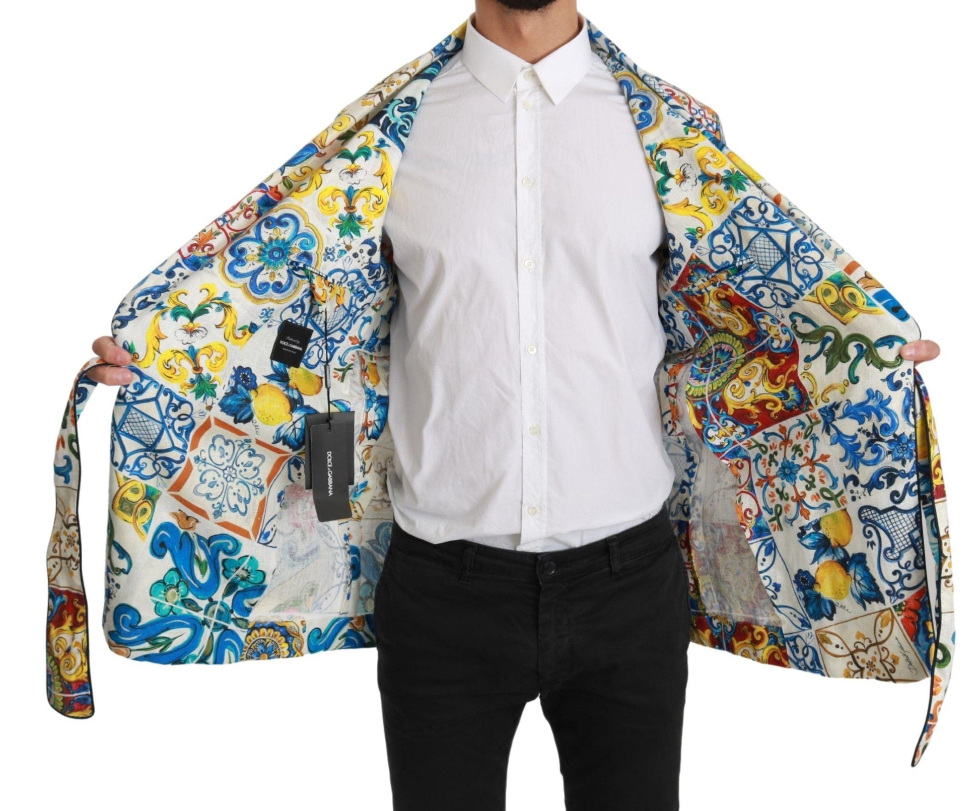 Dolce & Gabbana Multicolor Majolica Robe Jacket Coat - PER.FASHION
