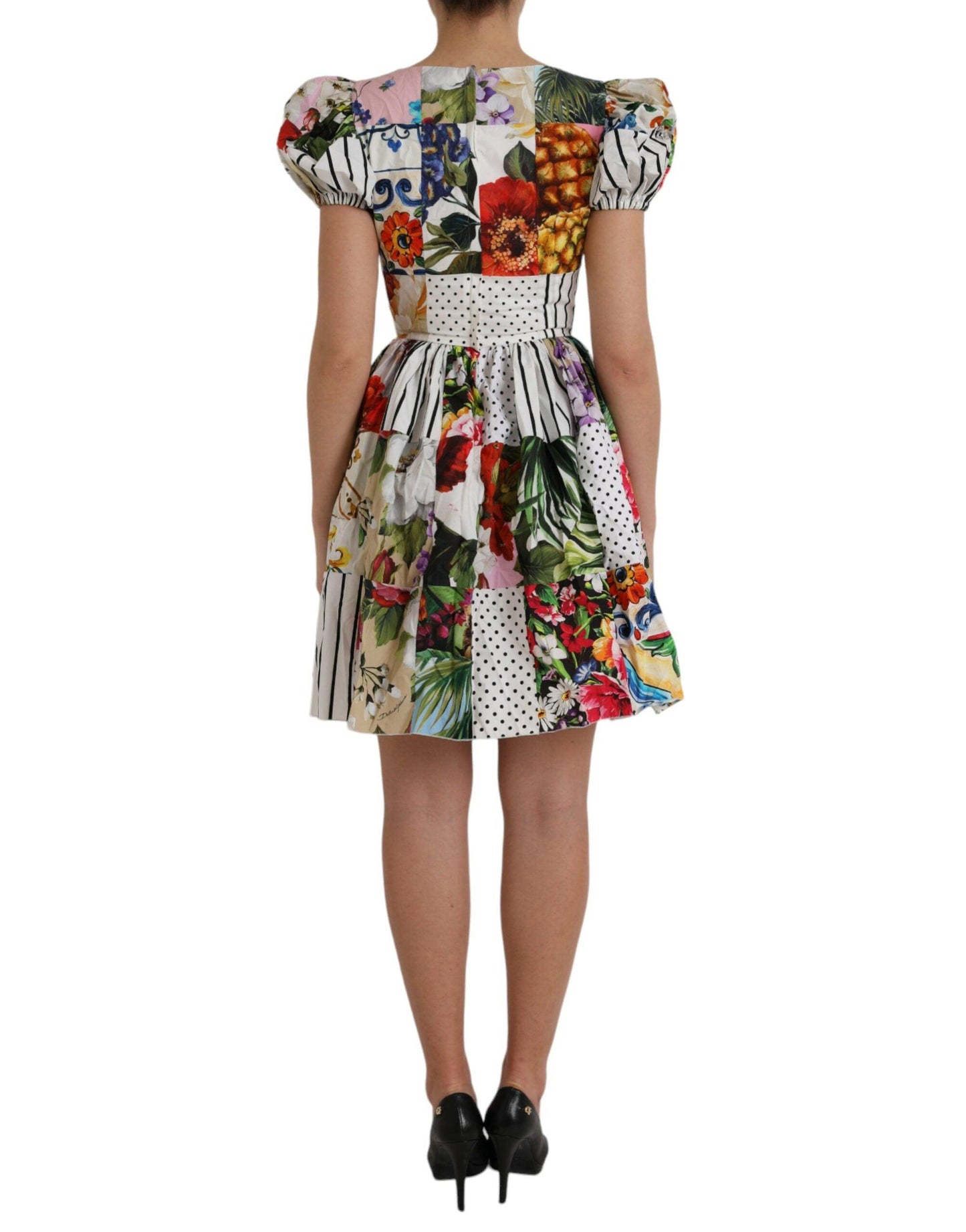Dolce & Gabbana Multicolor Patchwork Cotton Aline Mini Dress - PER.FASHION