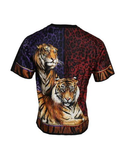 Dolce & Gabbana Multicolor Tiger Print Cotton Short Sleeves T-shirt - PER.FASHION