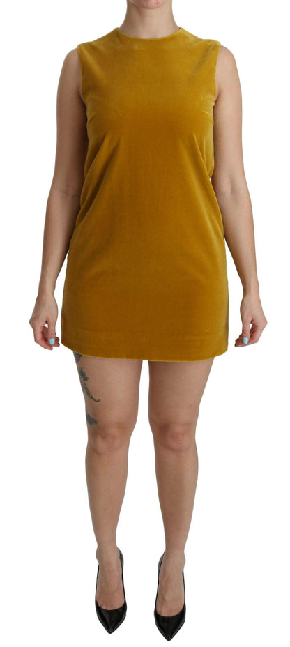 Dolce & Gabbana Mustard Velvet Shift Mini Dress - PER.FASHION