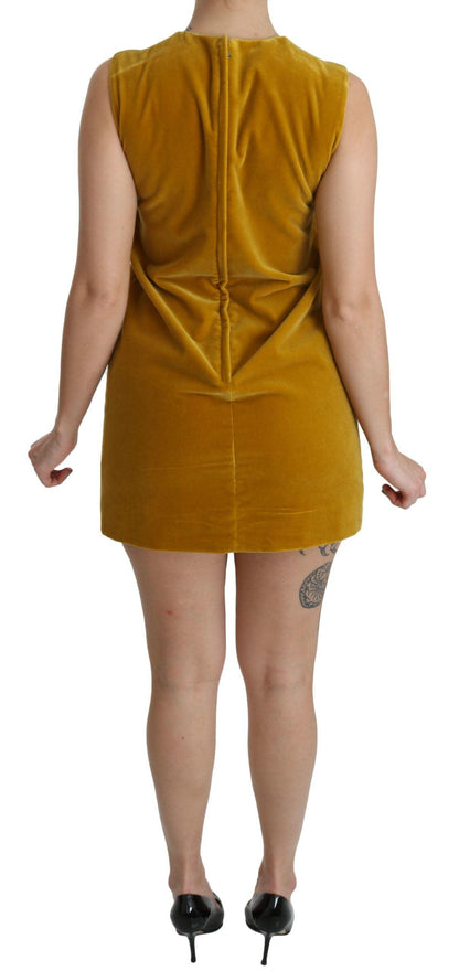 Dolce & Gabbana Mustard Velvet Shift Mini Dress - PER.FASHION