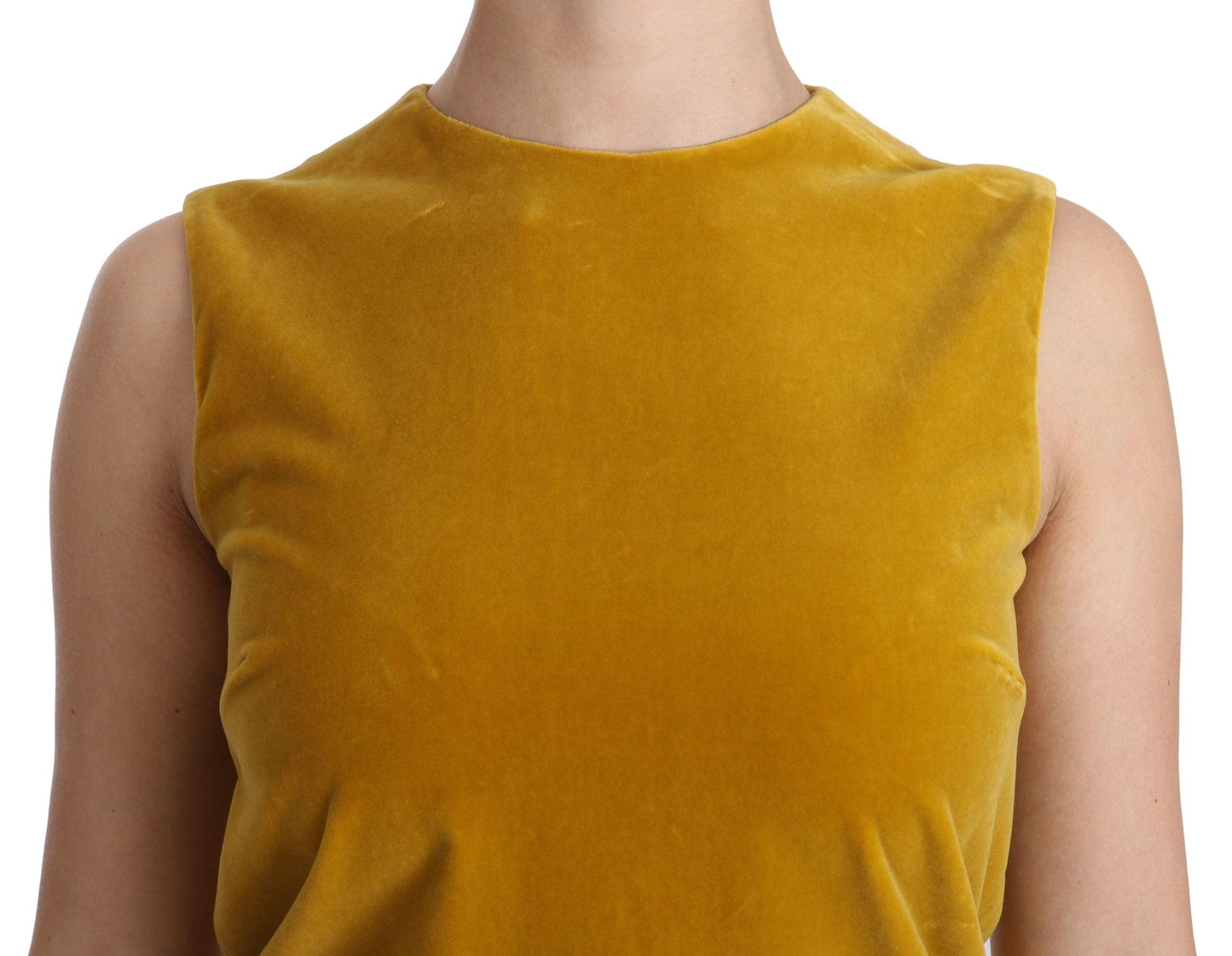 Dolce & Gabbana Mustard Velvet Shift Mini Dress - PER.FASHION