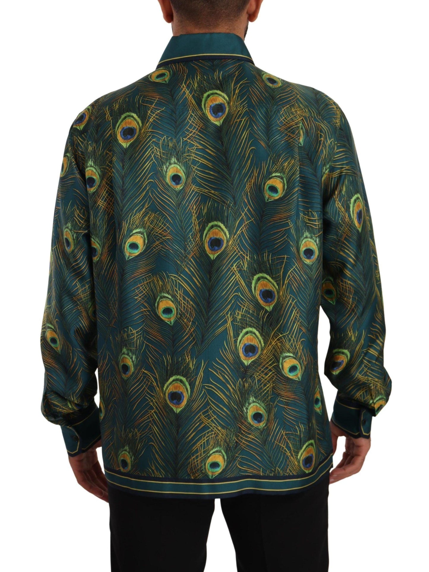 Dolce & Gabbana Peacock Feather Print Silk Shirt - PER.FASHION