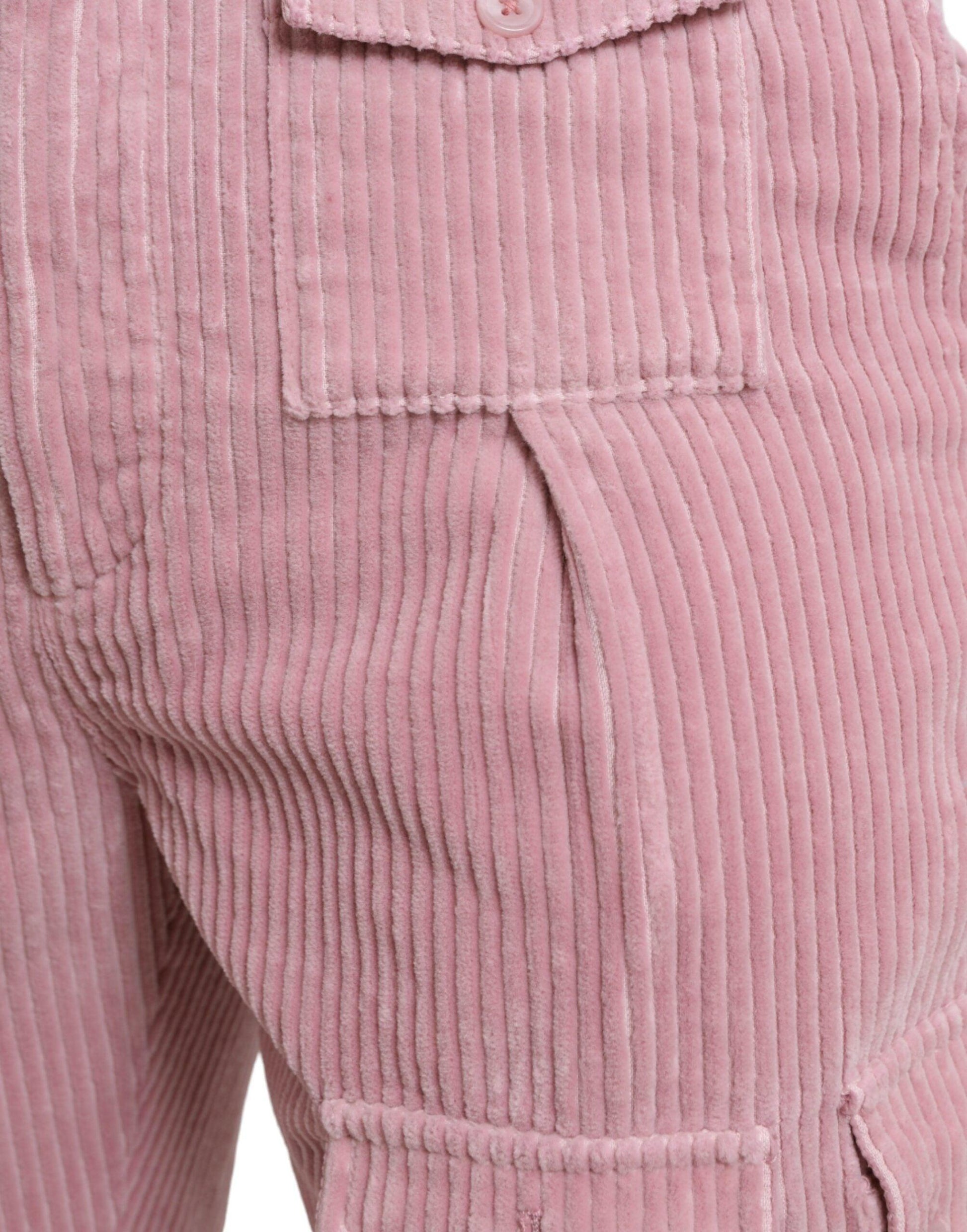 Dolce & Gabbana Pink Corduroy Cotton Stretch Skinny Cargo Jeans - PER.FASHION