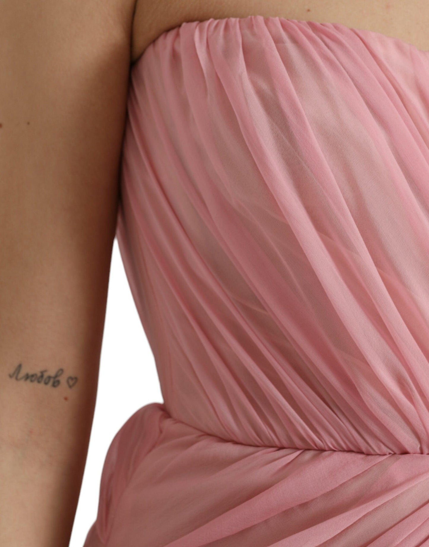 Dolce & Gabbana Pink Silk Strapless Maxi A-line Gown Dress - PER.FASHION