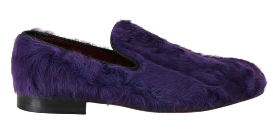 Dolce & Gabbana Plush Purple Sheep Fur Loafers - PER.FASHION