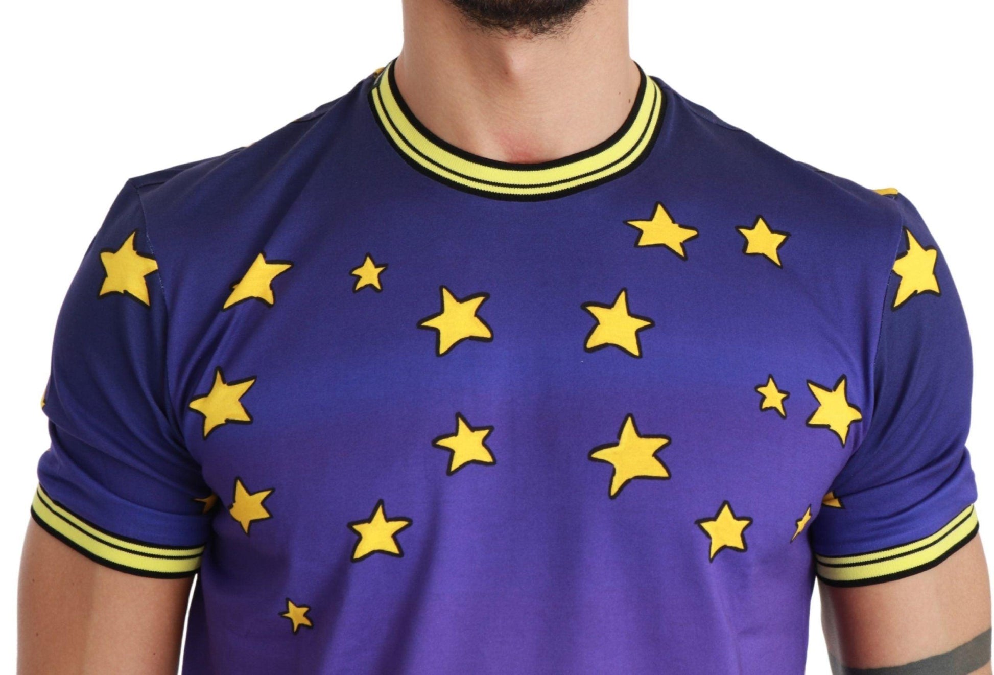 Dolce & Gabbana Purple Cotton Round Neck T-Shirt with Pig Motif - PER.FASHION