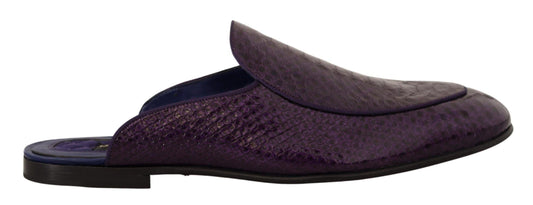 Dolce & Gabbana Purple Exotic Python Leather Slides - PER.FASHION