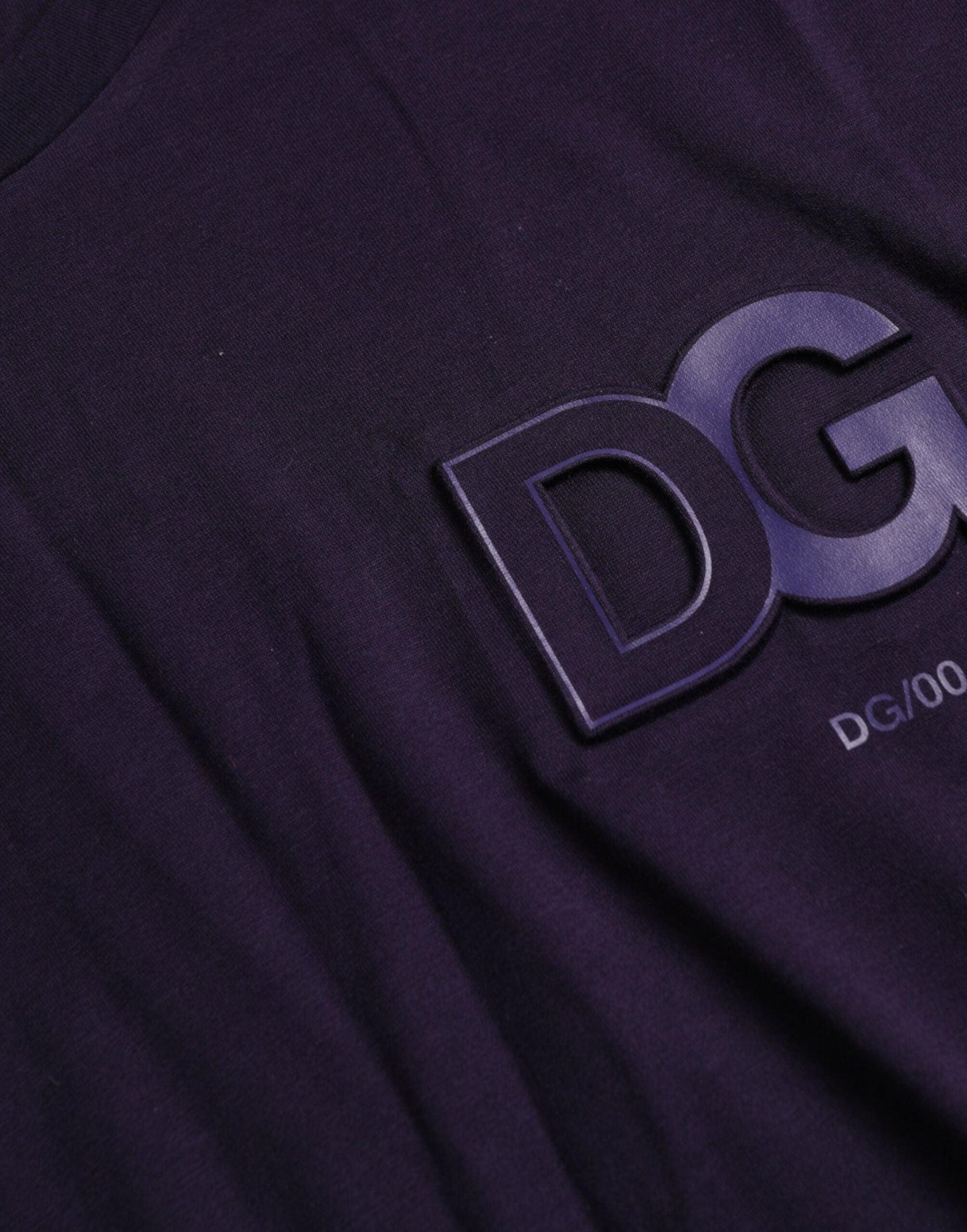Dolce & Gabbana Purple Logo Patch Short Sleeve Cotton T-shirt - PER.FASHION