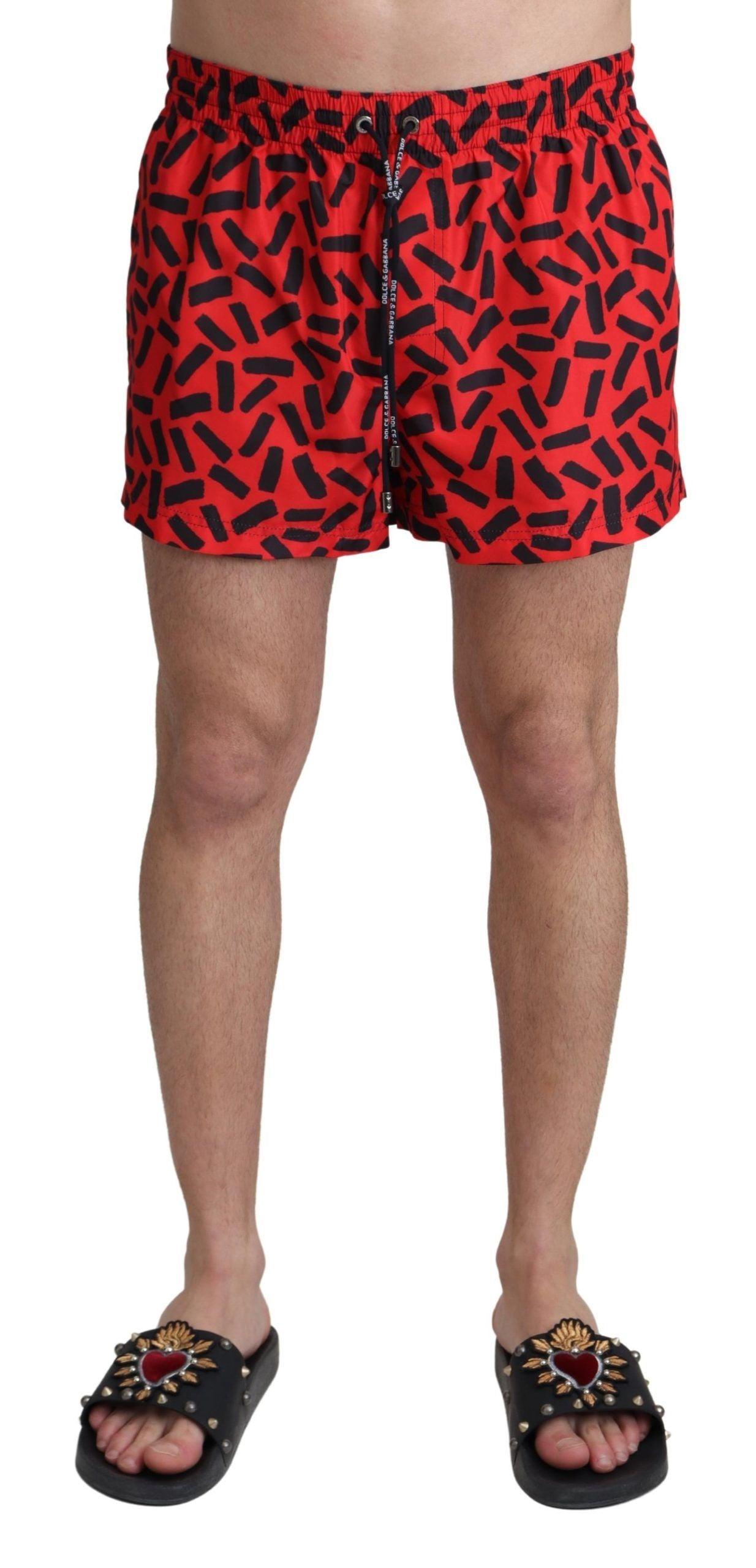 Dolce & Gabbana Radiant Red Drawstring Swim Trunks - PER.FASHION