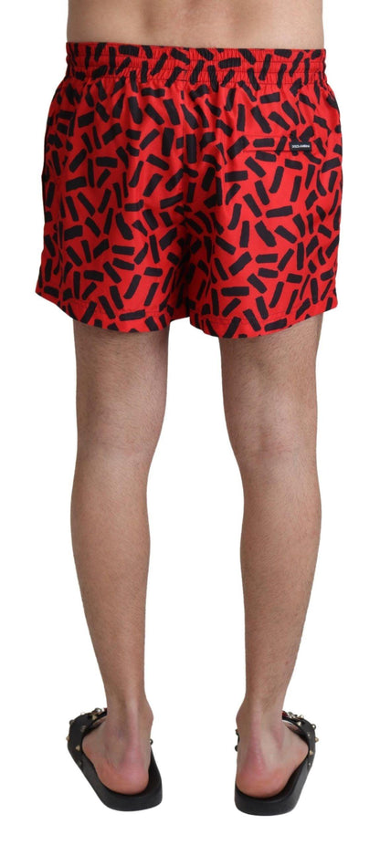 Dolce & Gabbana Radiant Red Drawstring Swim Trunks - PER.FASHION