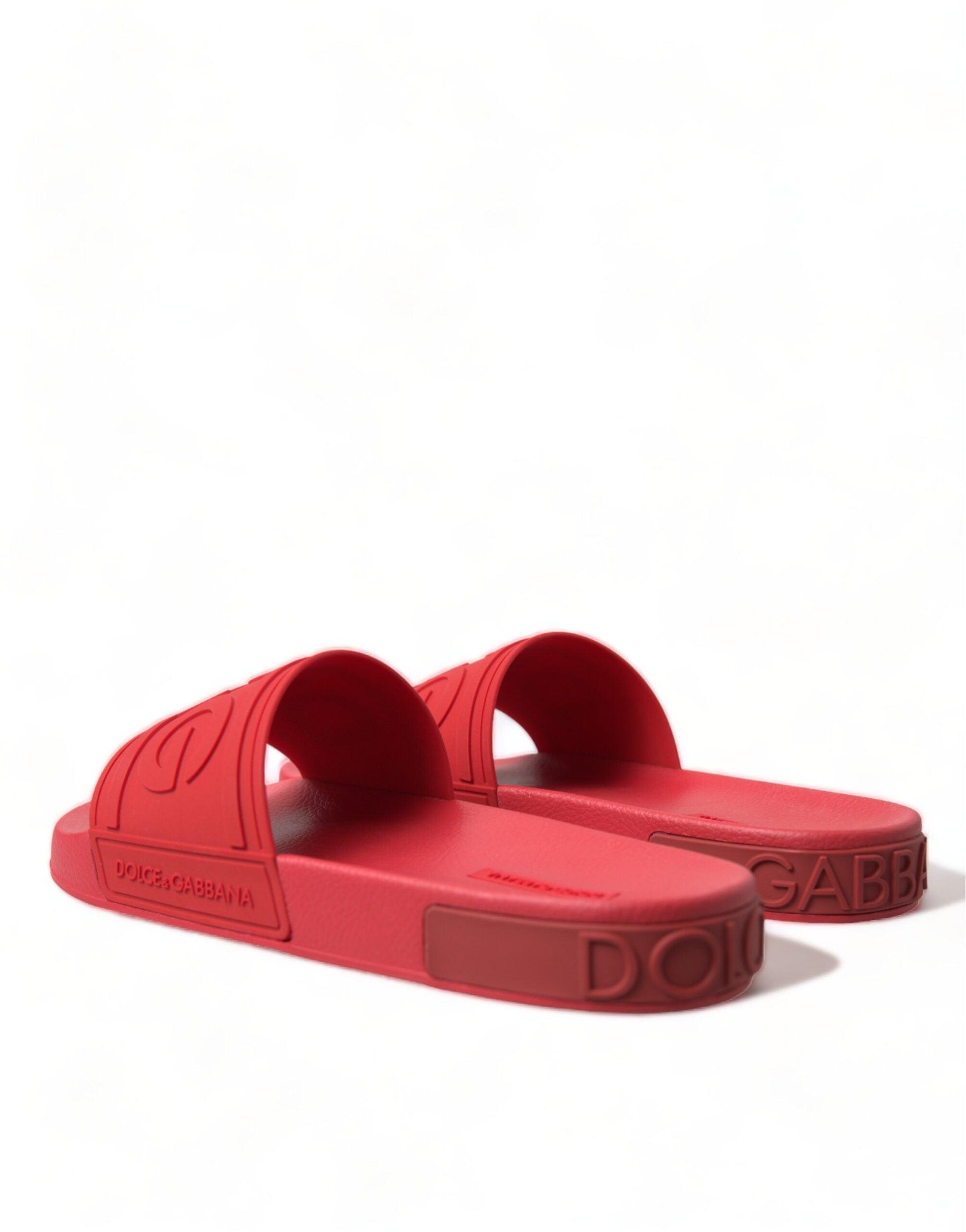 Dolce & Gabbana Radiant Red Men's Slide Sandals - PER.FASHION