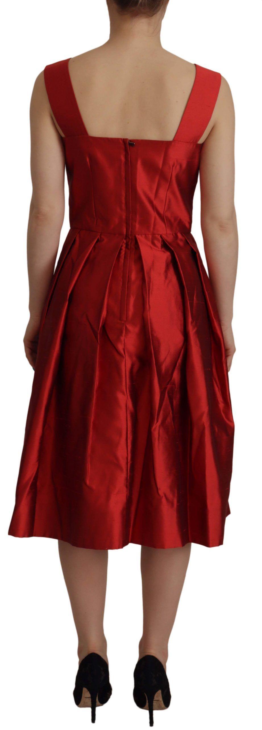 Dolce & Gabbana Radiant Red Silk A-Line Midi Dress - PER.FASHION