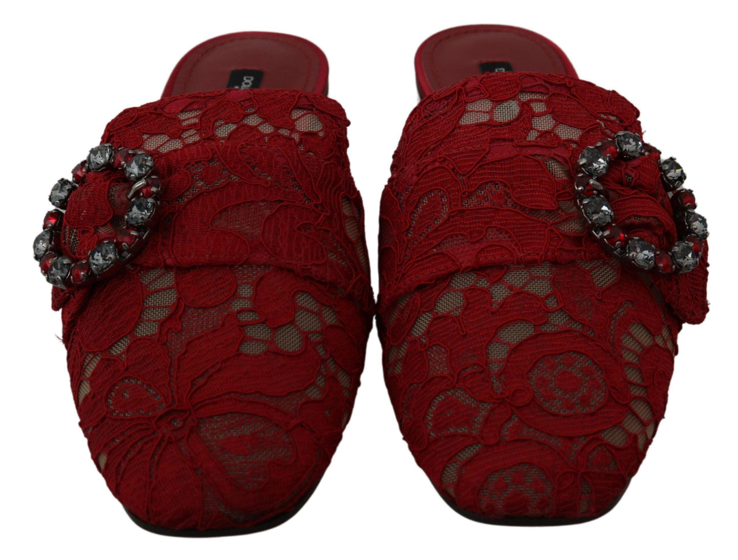 Dolce & Gabbana Radiant Red Slide Flats with Crystal Embellishments - PER.FASHION