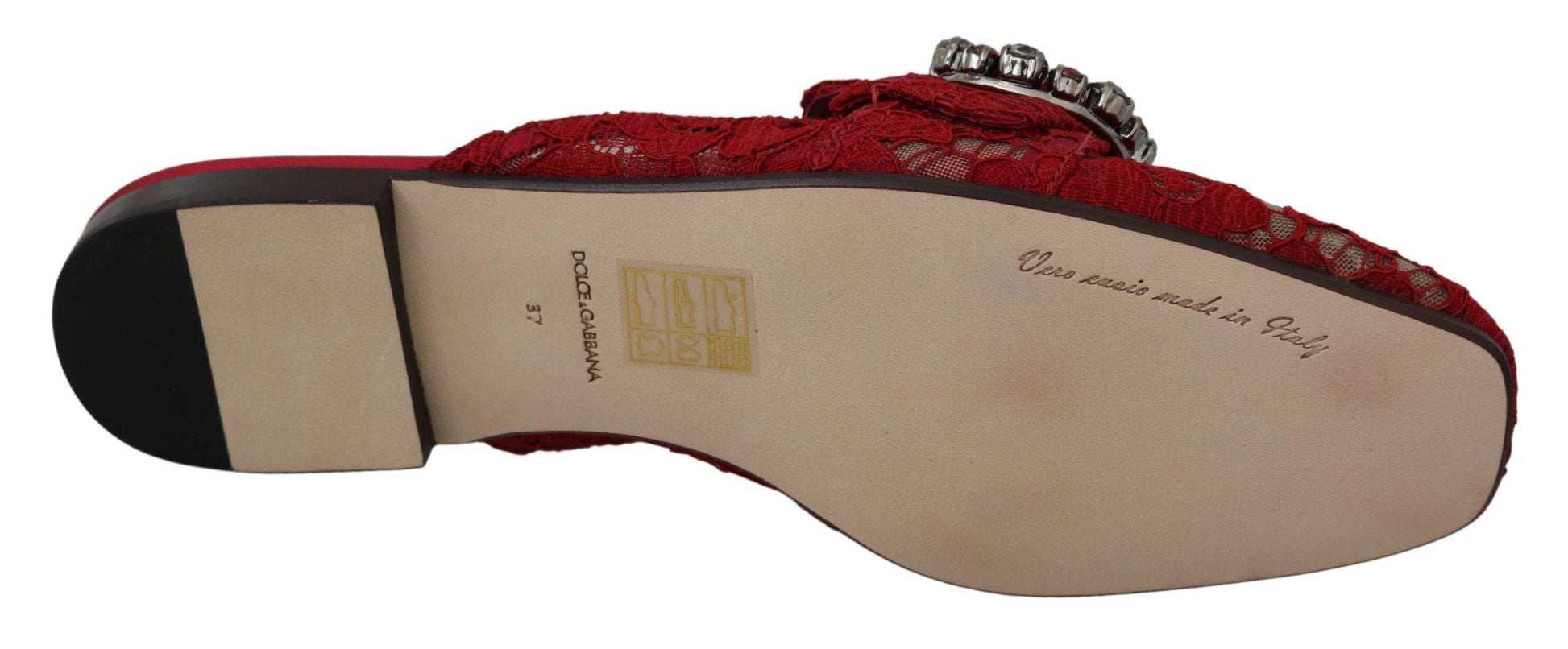 Dolce & Gabbana Radiant Red Slide Flats with Crystal Embellishments - PER.FASHION