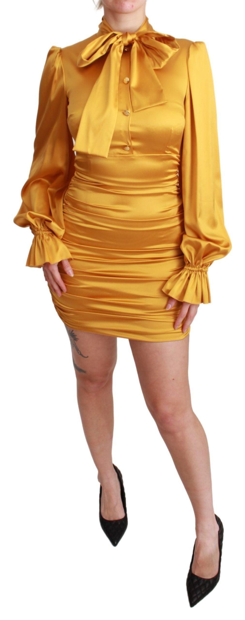 Dolce & Gabbana Radiant Yellow Silk Bodycon Mini Dress - PER.FASHION