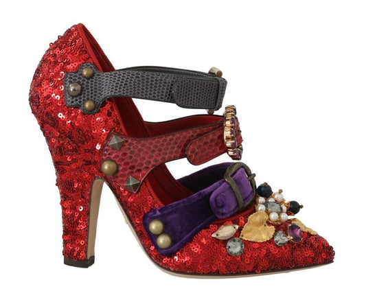 Dolce & Gabbana Red Bellucci Alta Moda Embellished Pumps - PER.FASHION