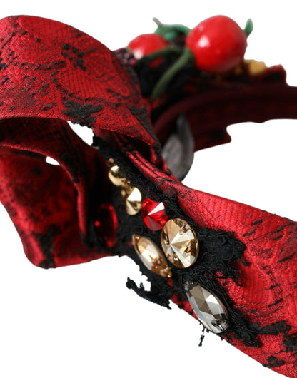 Dolce & Gabbana Red Cherry Sicily Embellished Women Hairband Diadem - PER.FASHION