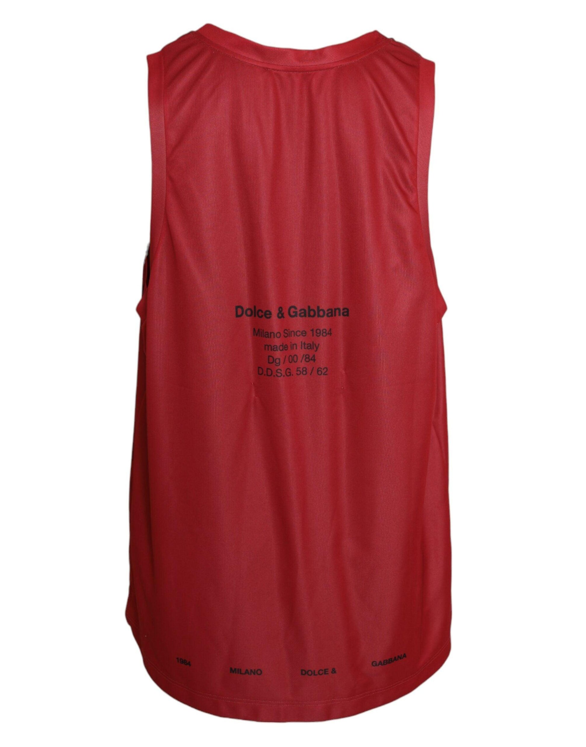 Dolce & Gabbana Red Leopard Print Sleeveless Men Tank T-shirt - PER.FASHION
