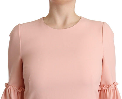Dolce & Gabbana Ruffled Sleeve Sheath Dress in Pink - PER.FASHION