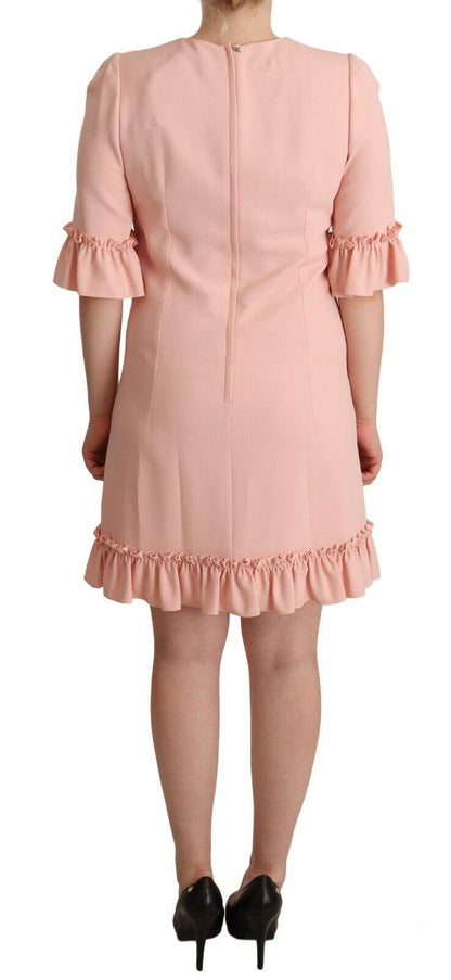 Dolce & Gabbana Ruffled Sleeve Sheath Dress in Pink - PER.FASHION