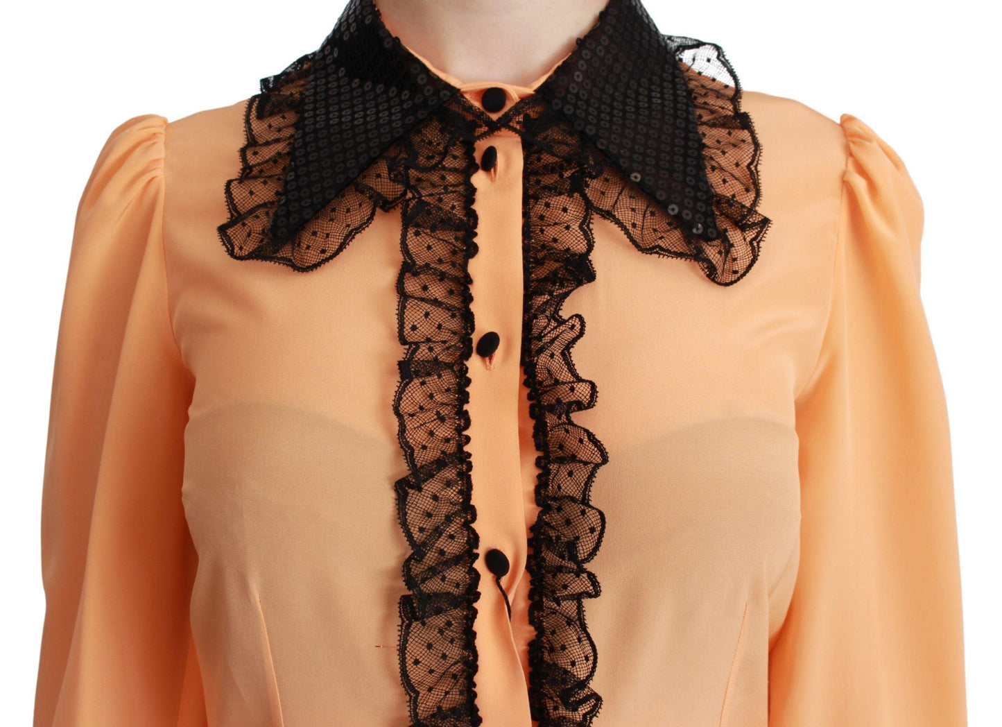 Dolce & Gabbana Silk Blend Yellow Blouse with Sequined Collar - PER.FASHION