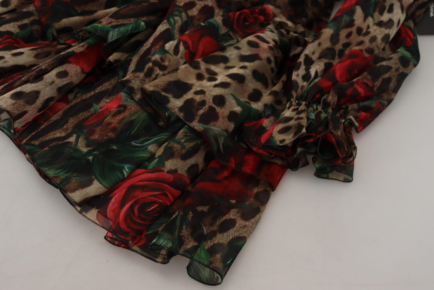 Dolce & Gabbana Silk Leopard Print & Red Roses Dress - PER.FASHION