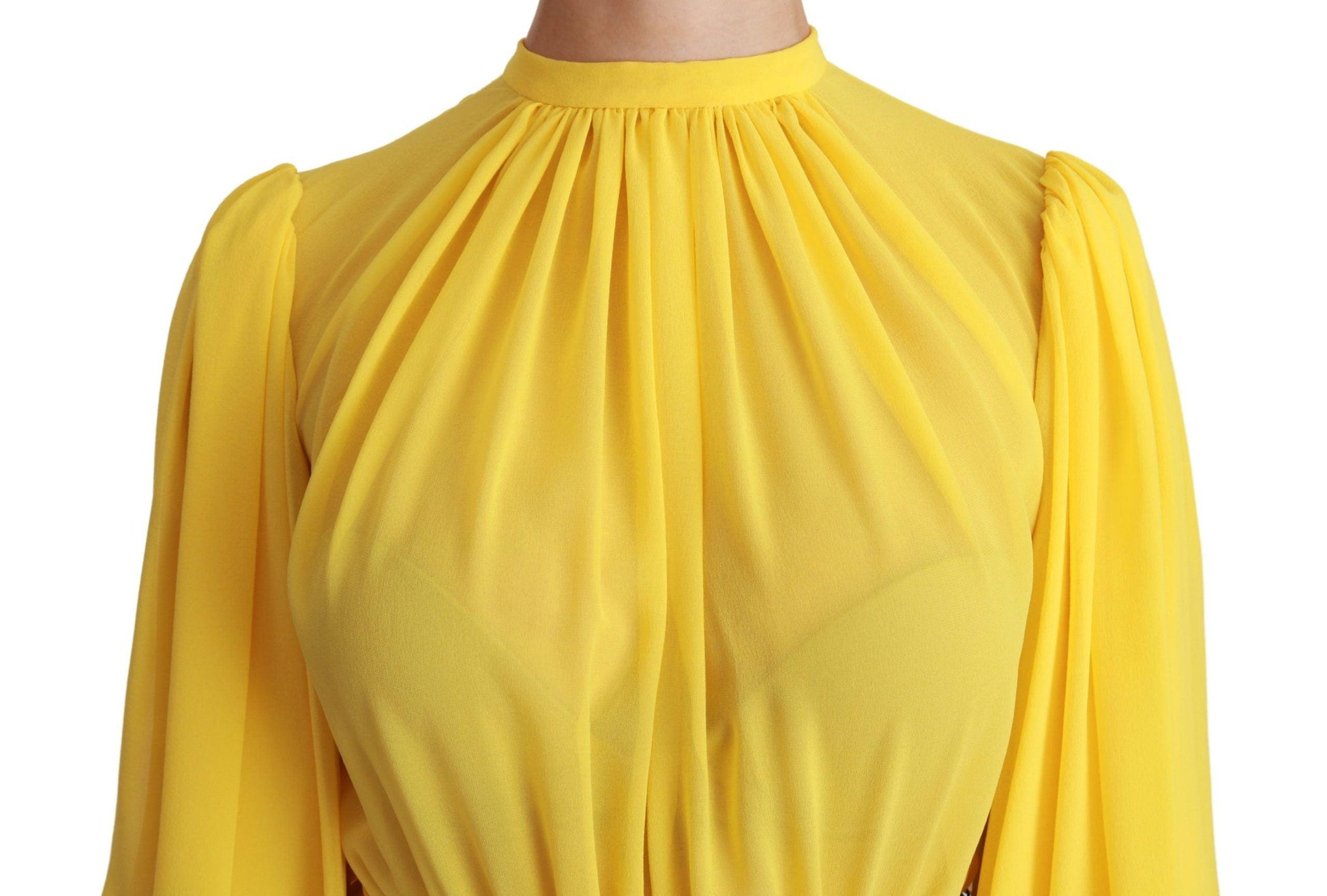 Dolce & Gabbana Silk Pleated A-line Mini Dress in Sunshine Yellow - PER.FASHION