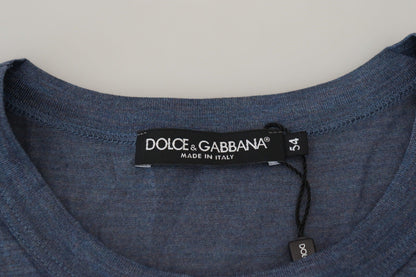 Dolce & Gabbana Silken Blue Crewneck Tee – A Touch of Elegance - PER.FASHION