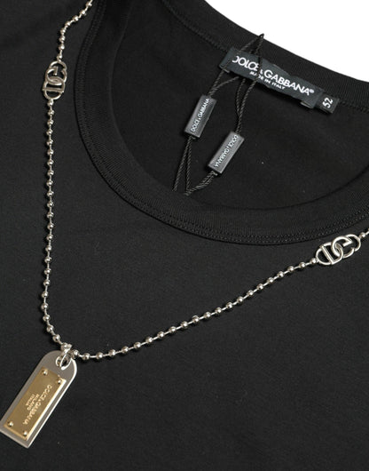 Dolce & Gabbana Sleek Cotton Round Neck T-Shirt with Chain Detail - PER.FASHION