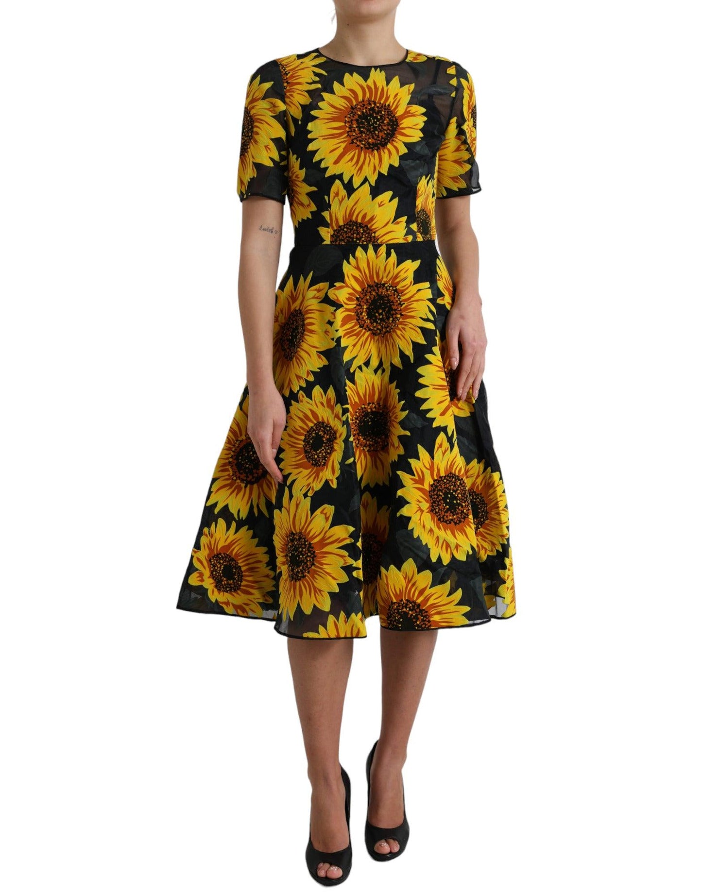 Dolce & Gabbana Summery Sunflower A-Line Midi Dress - PER.FASHION