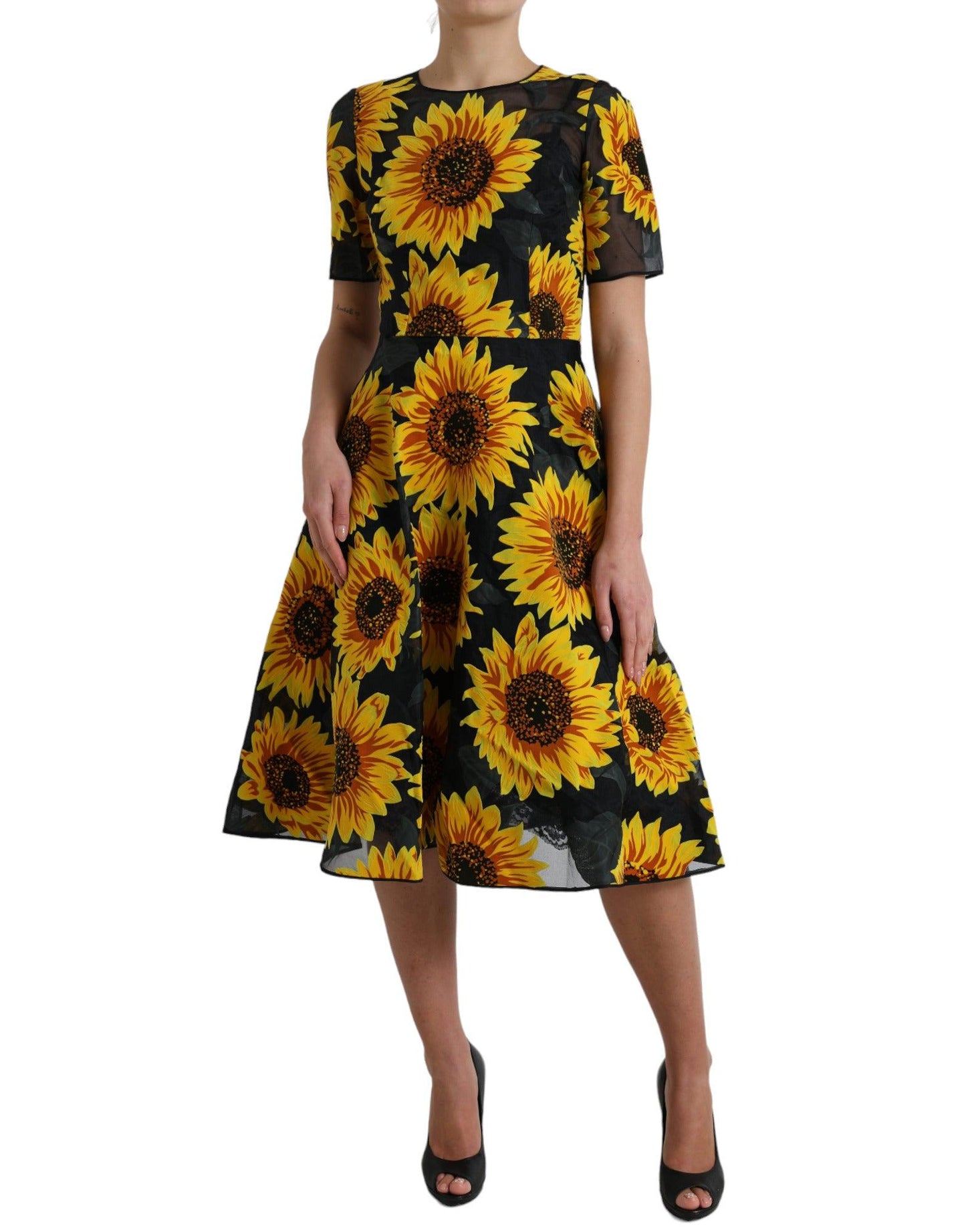 Dolce & Gabbana Summery Sunflower A-Line Midi Dress - PER.FASHION