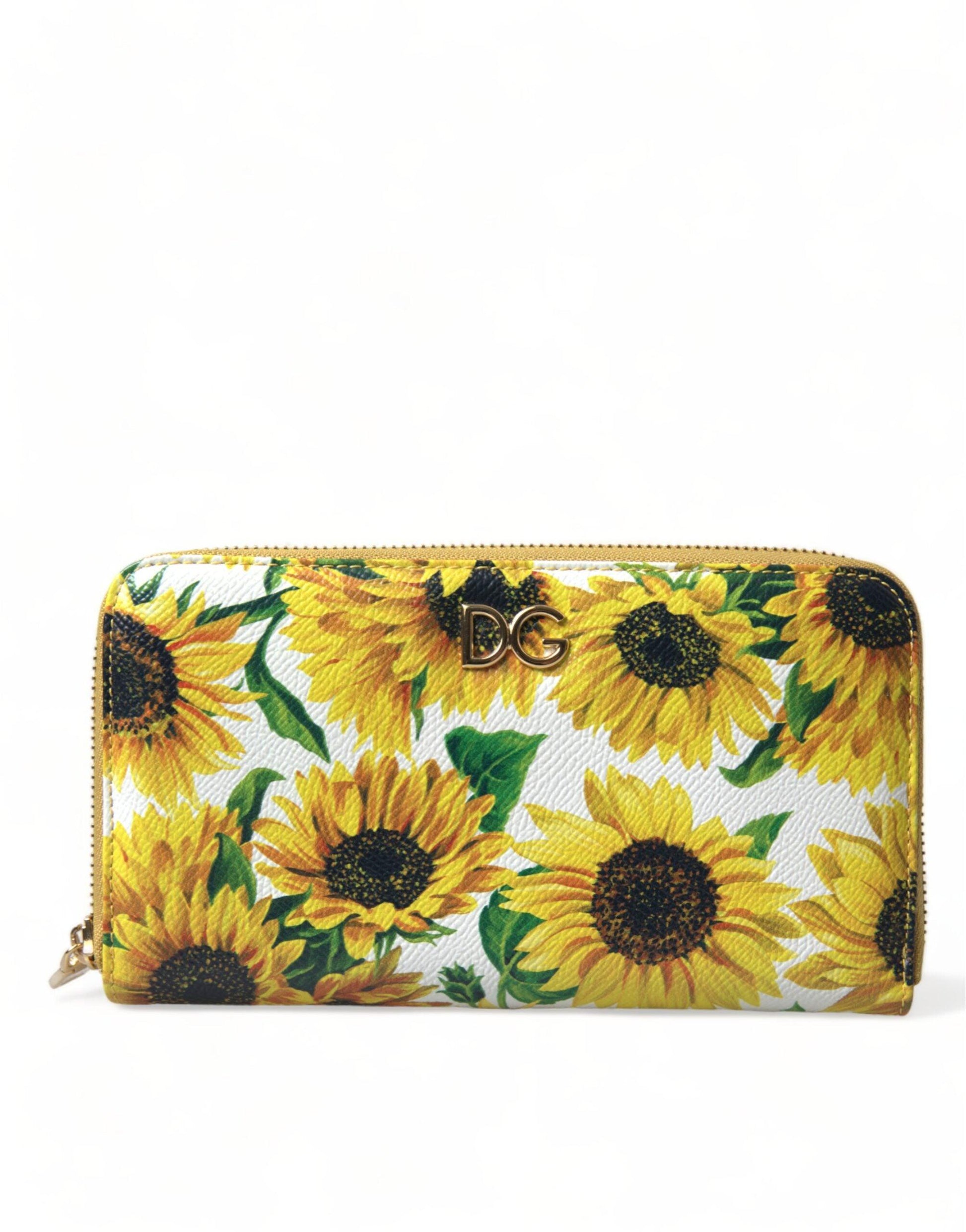 Dolce & Gabbana Sunflower Print Leather Continental Wallet - PER.FASHION