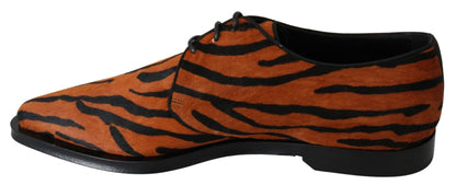 Dolce & Gabbana Tiger Pattern Dress Shoes with Pony Hair - PER.FASHION