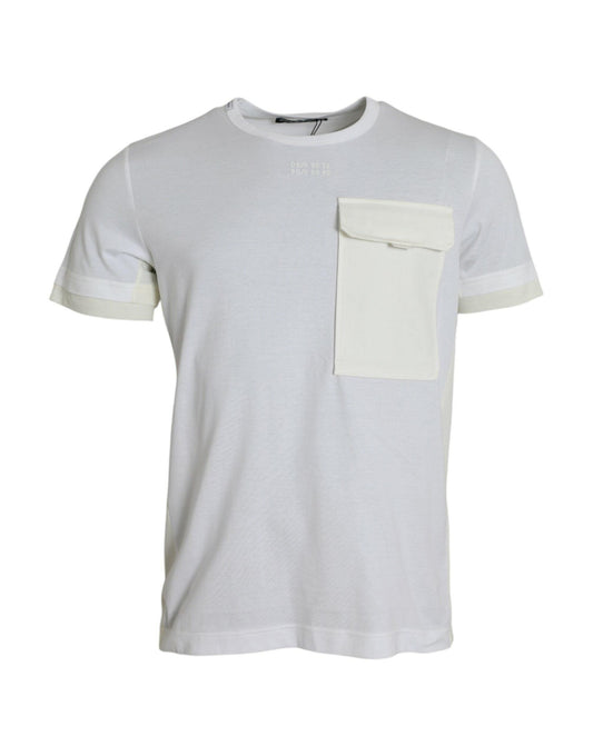 Dolce & Gabbana White Cotton Pocket Short Sleeves T-shirt - PER.FASHION