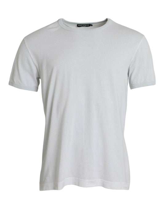 Dolce & Gabbana White Cotton Round Neck Short Sleeve T-shirt - PER.FASHION