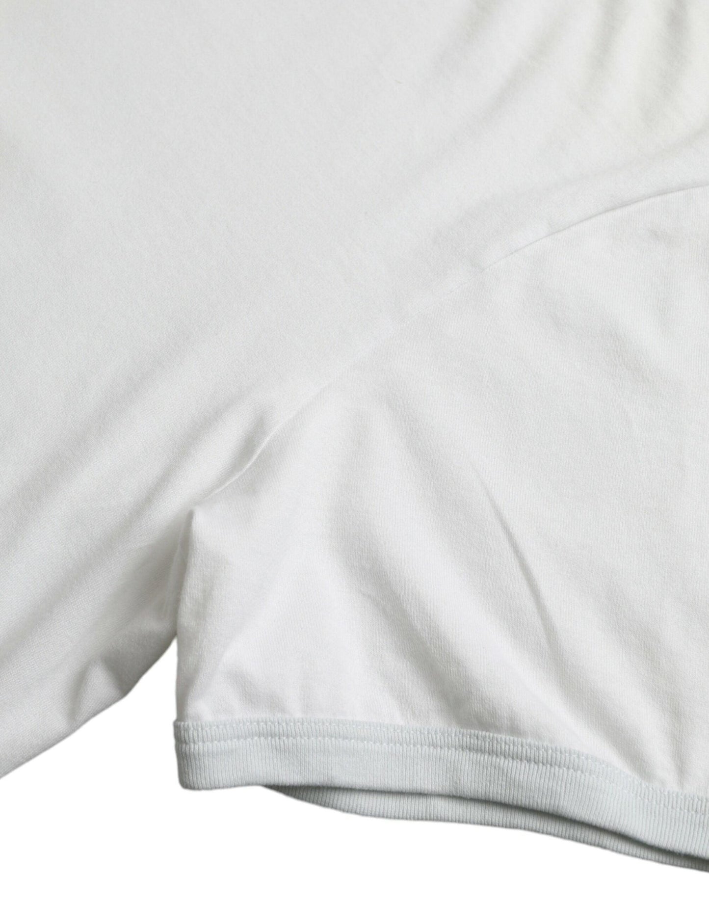 Dolce & Gabbana White Cotton Round Neck Short Sleeve T-shirt - PER.FASHION