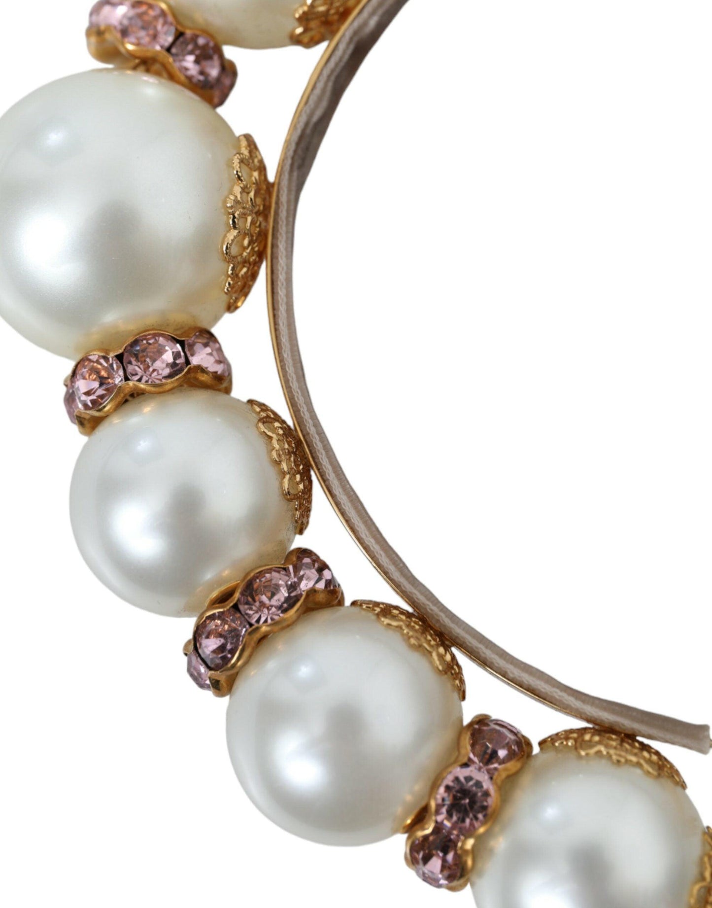 Dolce & Gabbana White Faux Pearl Crystal Embellished Headband Diadem - PER.FASHION