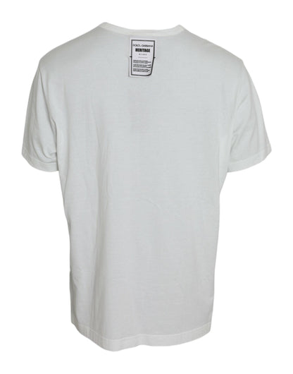 Dolce & Gabbana White Lion Crown Logo Cotton Crewneck T-shirt - PER.FASHION