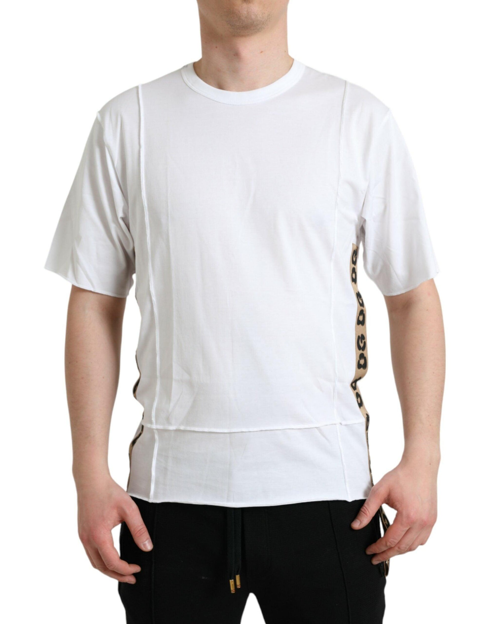 Dolce & Gabbana White Logo Crew Neck Short Sleeves T-shirt - PER.FASHION