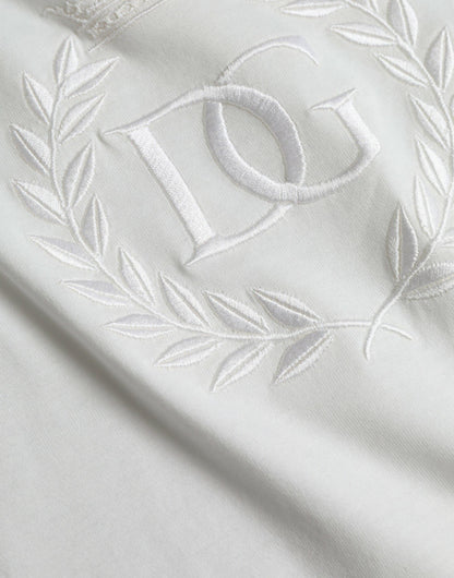 Dolce & Gabbana White Logo Embossed Cotton Crewneck T-shirt - PER.FASHION