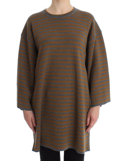 Dolce & Gabbana Yellow & Gray Striped Oversized Sweater - PER.FASHION