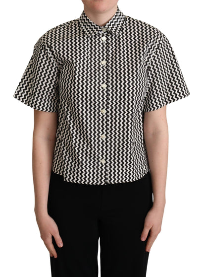 Dolce & Gabbana Zigzag Elegance Cotton Polo Top - PER.FASHION