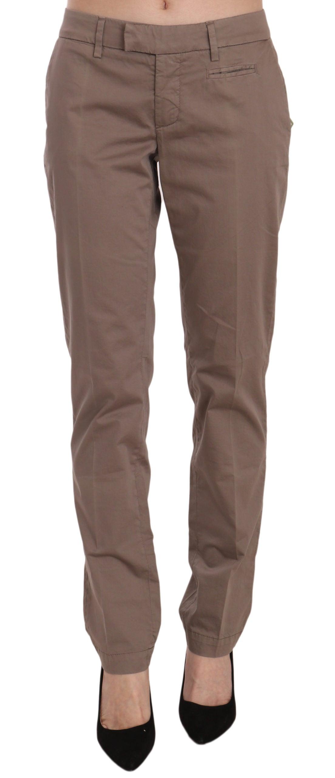 Dondup Chic Brown Straight Cut Trousers - PER.FASHION